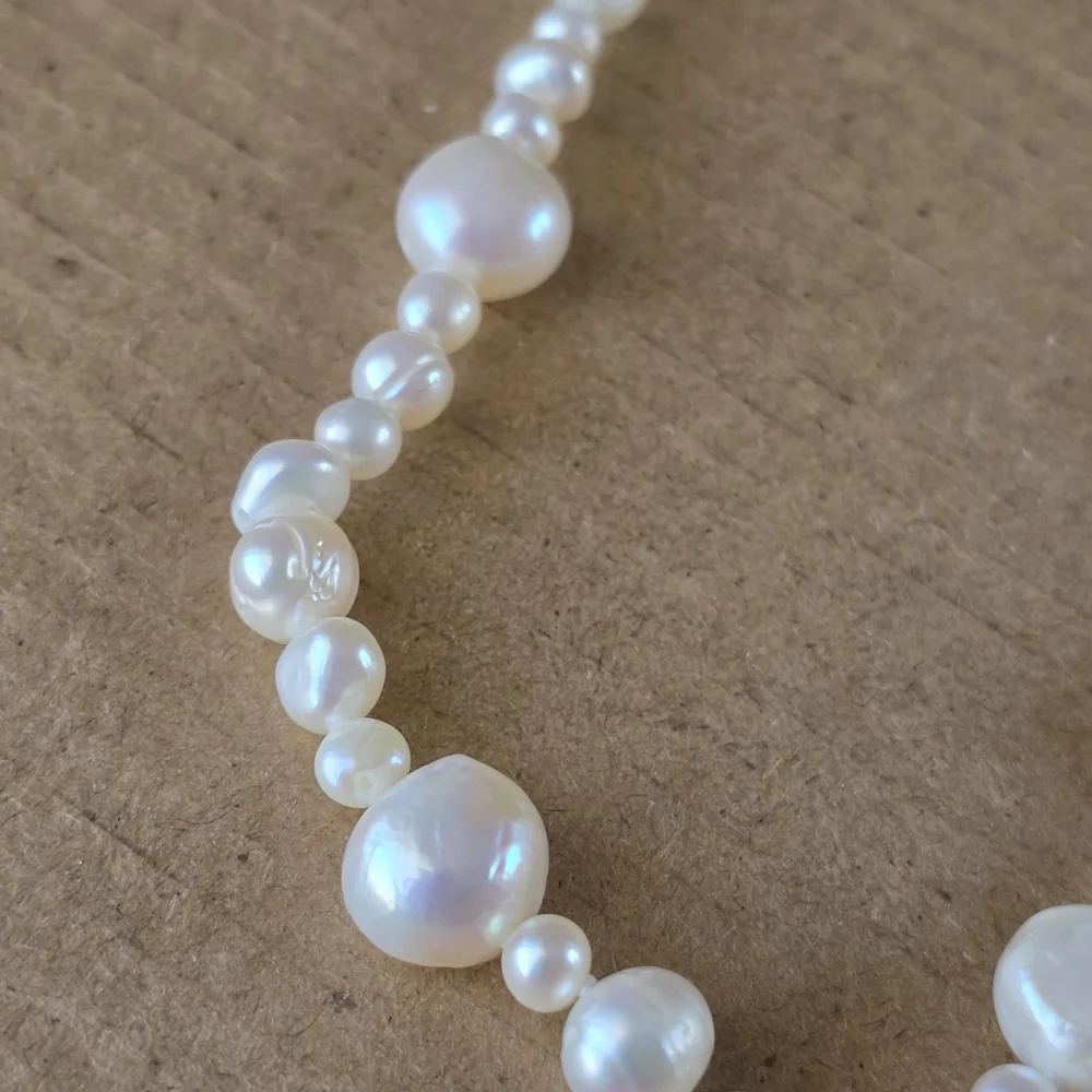Vintage Baroque Pearl Necklace 925 Sterling Silver Signed CGI CN